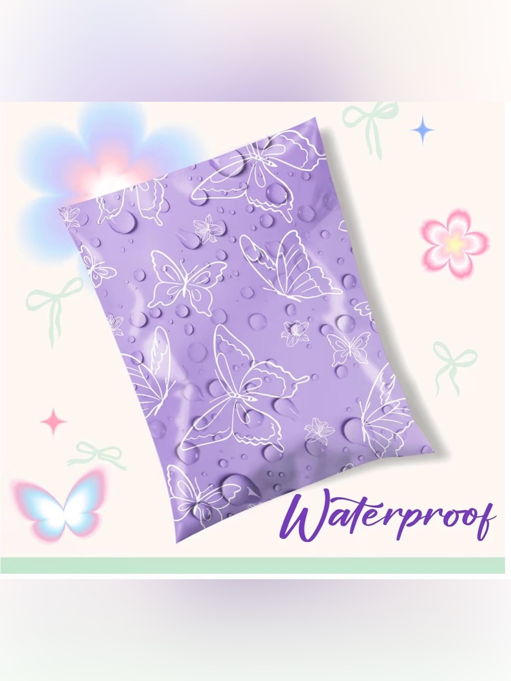 Polymailers: (15) 14.5x19 Purple Butterfly